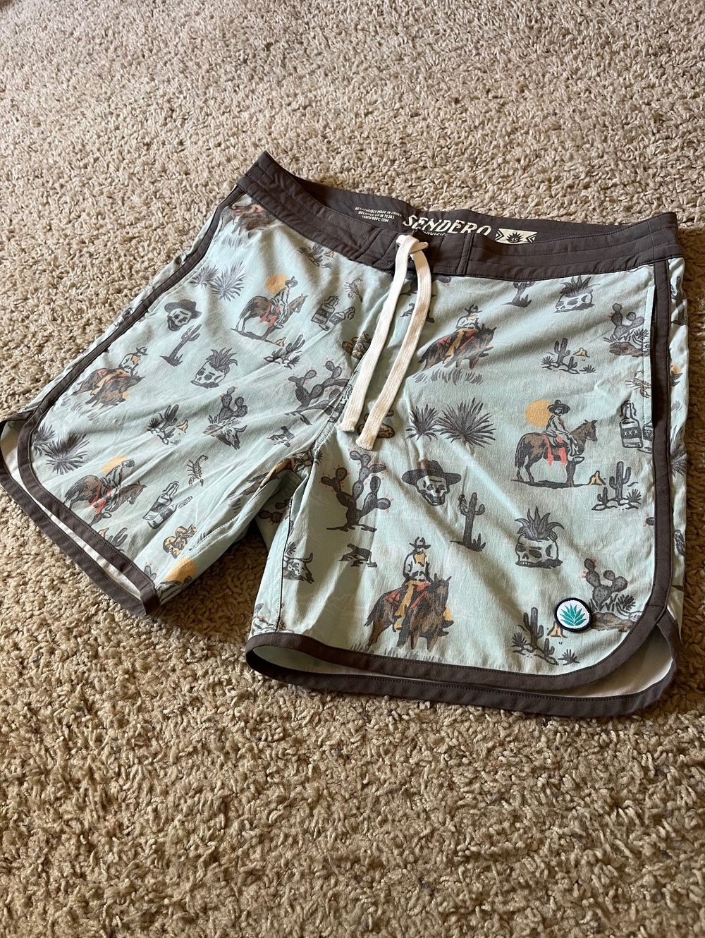 Sendero Provisions Co. Men's Board Shorts with Western Print, Size 35